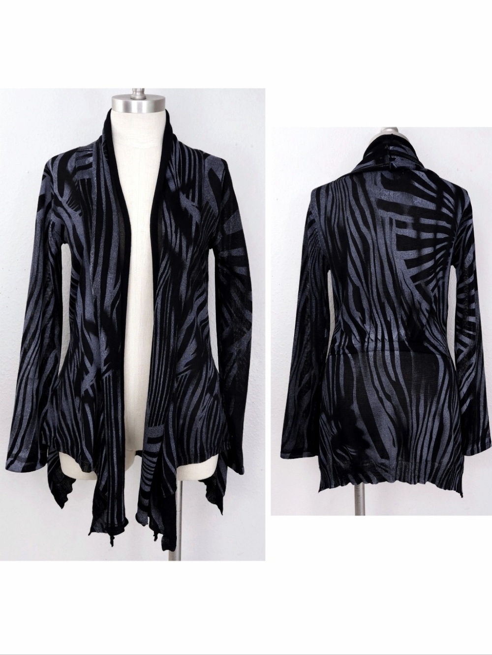 Alberto Makali Open Front Cardigan MEDIUM Drapey Long Sleeve